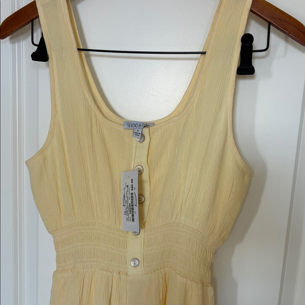 Patrons of Peace Pale Yellow Tiered Mini Dress - Picture 3 of 6